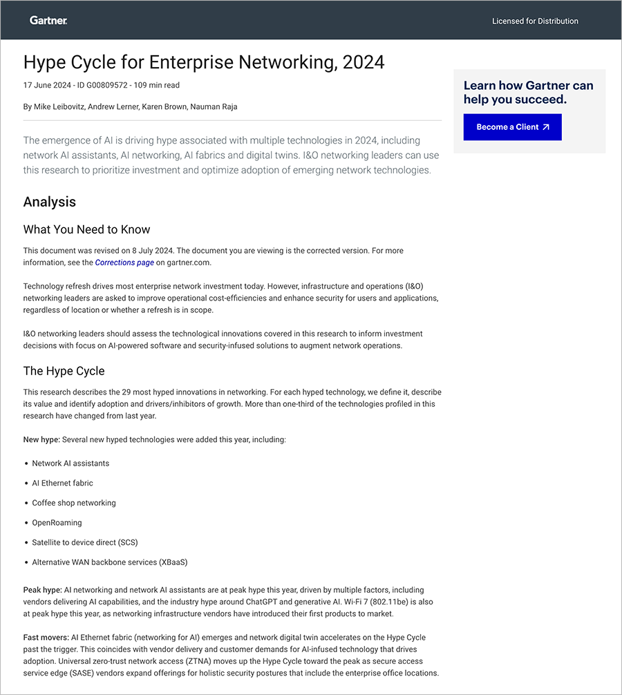 Hype Cycle for Enterprise Networking 2024