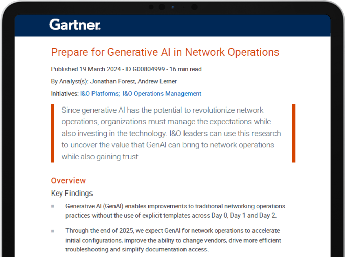 Gartner Report - Prepare for Generative AI in Network Operations